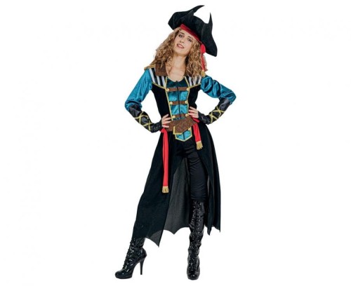 Zestaw dla dorosłych Morska Piratka (płaszcz, pasek, kapelusz, opaska, szarfa, naramienniki), rozm. S