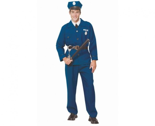 Zestaw dla dorosłych Policjant (koszula, spodnie, pasek, czapka, kołnierzyk z krawatem), rozm.56