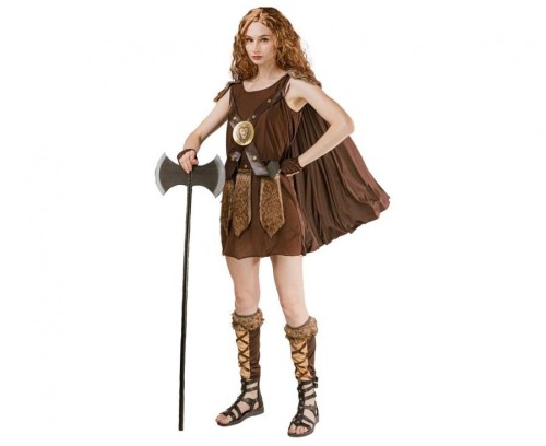 Zestaw dla dorosłych Kobieta Wiking (sukienka z peleryną, osłona na dłonie , ochraniacze na nogi), rozm. S