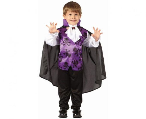 #STDZ Zestaw dla dzieci Fioletowy Wampir (bluzka z kamizelką, peleryna, żabot), rozm. 92/104 cm