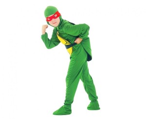 #STDZ Zestaw dla dzieci Wojowniczy Żółw (kombinezon, peleryna, pasek, kaptur, opaska na oczy), rozm.120/130 cm