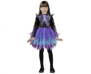 #STDZ Strój dla dzieci Fioletowy Kościotrup (sukienka), rozm. 130/140 cm