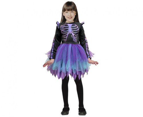 #STDZ Strój dla dzieci Fioletowy Kościotrup (sukienka), rozm. 130/140 cm