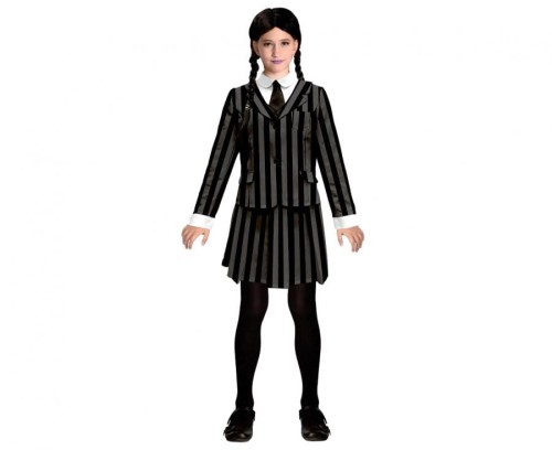 #STDZ Zestaw dla dzieci Gotycka Uczennica (żakiet, spódnica w paski, krawat), rozm. 130/140 cm