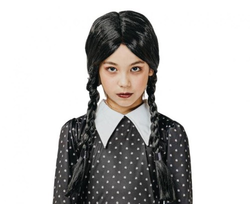 #STAP Peruka dla dzieci czarne warkocze (bez grzywki)
