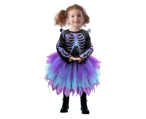 #STDZ Strój dla dzieci Błyszczący Kościotrup (sukienka), rozm. 92/104 cm