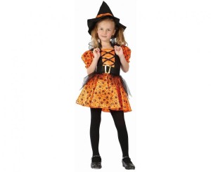 #STDZ Zestaw dla dzieci Pomarańczowa Czarownica (sukienka, kapelusz, pasek), rozm. 110/120 cm