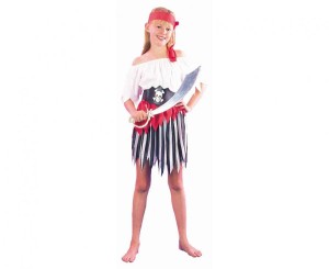 #STDZ Zestaw dla dzieci Pasiasta Piratka (bluzka, spódnica, pasek, opaska), rozm.120/130 cm