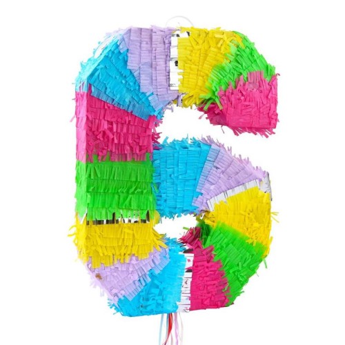 #PI Piniata cyfra „6”, pastelowa, 50x35x7.5 cm