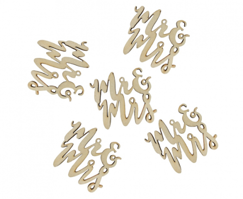 Konfetti drewniane Mr i Mrs, 4x4 cm