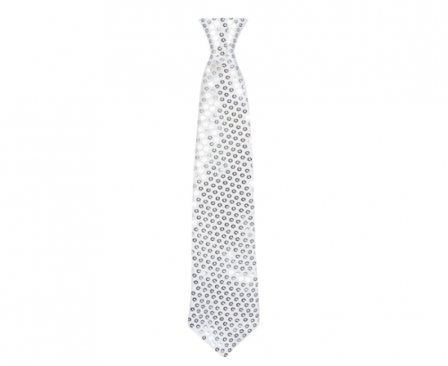 Krawat błyszczący, srebrny, 40 cm