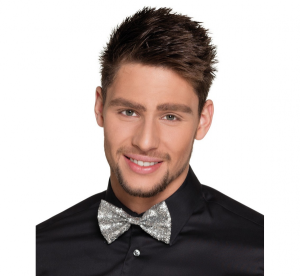 Muszka brokat srebrna