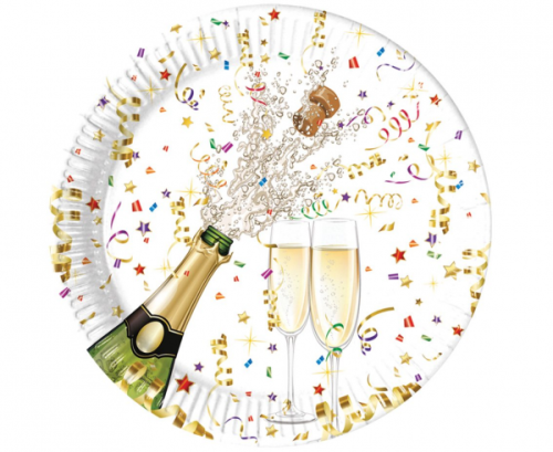 Talerzyki papierowe Sparkling Celebration, next generation, 23cm, 8 szt. (plastic-free)