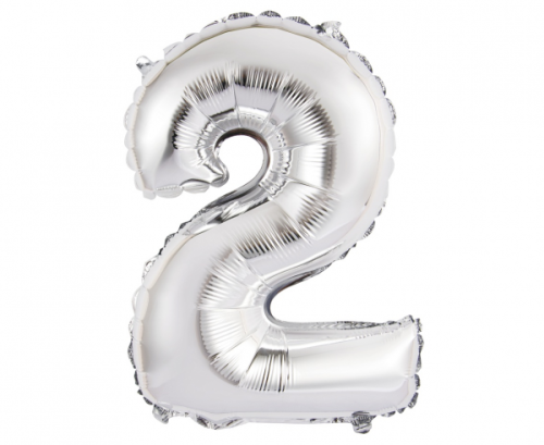 Balon foliowy "Cyfra 2", srebrna, 35 cm