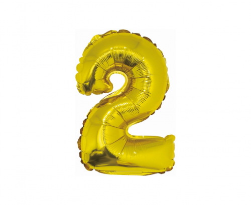 Balon foliowy "Cyfra 2", złota, 35 cm
