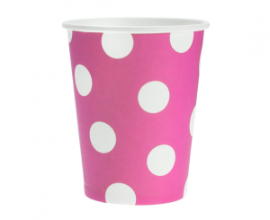Kubeczki papierowe Groszki (Magenta U), 270ml/6 szt.