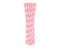 Rurki (słomki) pap. jasnoróżowe w białe groszki, 6x197mm / 24 szt.