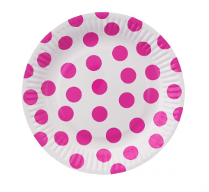 Talerzyki papierowe Groszki (Magenta C), 18 cm, 6 szt.