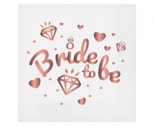 Serwetki Bride To Be (białe), certyfikat FSC, 33x33 cm/ 20 szt.