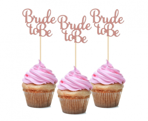 Pikery na babeczki GoGirls Bride to be, różowo-złote, 12 szt.