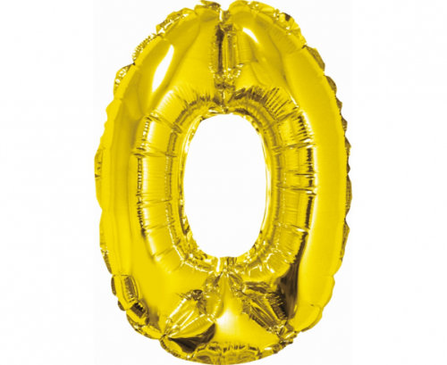 Balon foliowy "Cyfra 0", złota, 35 cm
