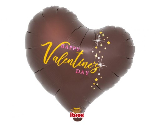 Balon Ibrex Hel, serce 14", Valentine Chocolate, packed