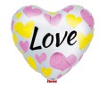 Balon Ibrex Hel, serce 25", White Love Pink & Gold Hearts, packed