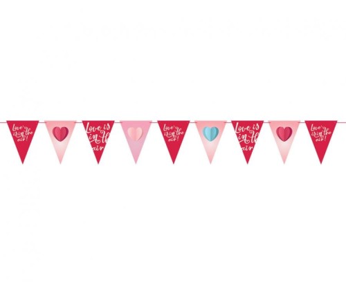 Girlanda flagi papierowa Love is in the air, 21x28 cm, 270 cm