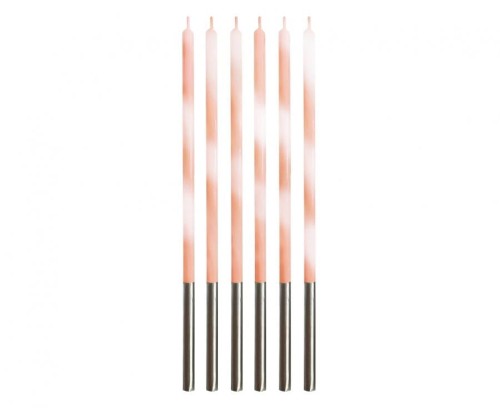 Świeczki urodzinowe Candy, morelowe 4.5x4.5x150mm, 6 szt.