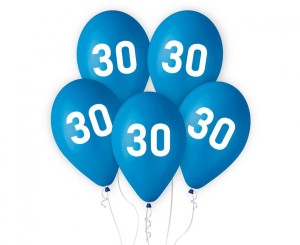 Balony 30, niebieskie, 12"/ 5 szt.