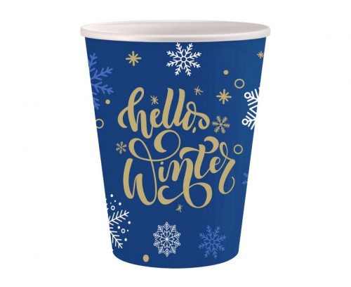 Kubeczki papierowe Hello Winter Navy Blue, 250 ml/ 6 szt.