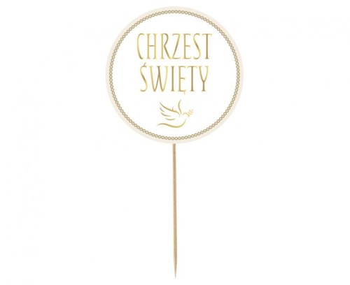 Dekoracja papierowa na tort Chrzest Święty - gołąbek, średnica 14 cm