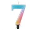 Świeczka cyferka 7, ombre, pastelowa, 8 cm