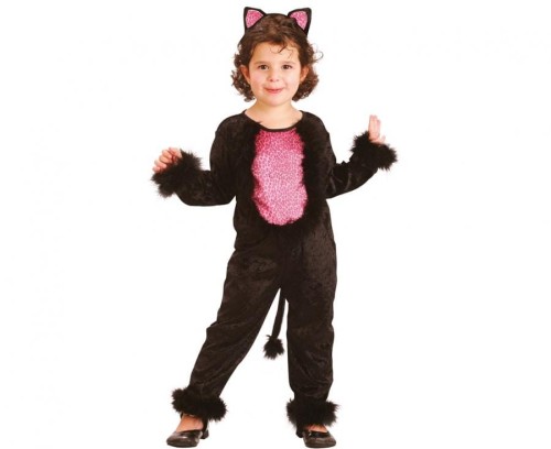 #STDZ Zestaw dla dzieci Welurowy Kotek (kombinezon, ogon, opaska), rozm. 92/104 cm