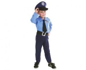 #STDZ Zestaw dla dzieci Niebieski Policjant (czapka, koszula z krawatem, spodnie, pasek), rozm. 92/104 cm