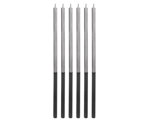 Świeczki urodzinowe Platinum, srebrne, wys. 14.5 cm, 6 szt.
