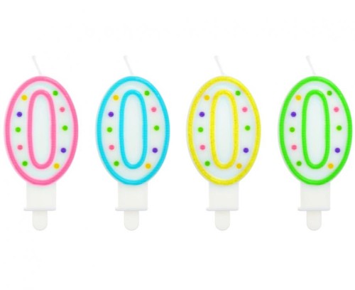 Świeczka cyferka z kropeczkami 0, 7.5 cm