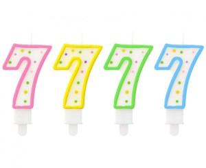 Świeczka cyferka z kropeczkami 7, 7.5 cm