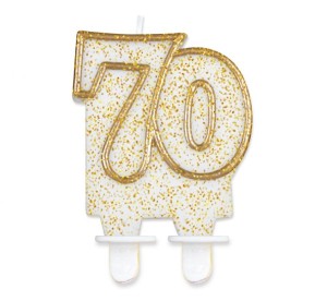Świeczka B&C cyferka "70", złoty kontur