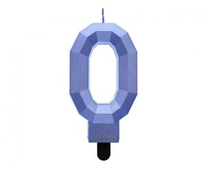 Świeczka cyferka 0 - Diament, metalik ciemnoniebieski, 7.6 cm