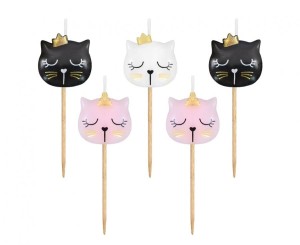 Świeczki pikery drewniane PB&C Kotek, 5 szt.