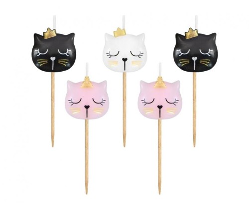 Świeczki pikery drewniane PB&C Kotek, 5 szt.