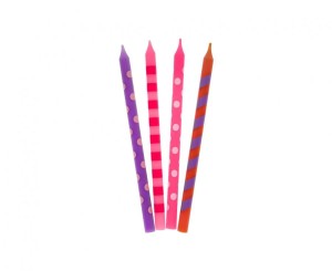 Świeczki urodzinowe Kolorowe grochy,różowy mix, 16 szt.