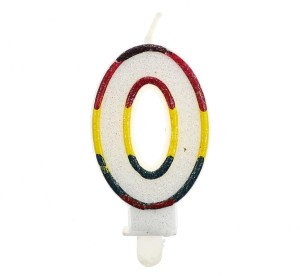 Świeczka cyferka z brokatem "0"