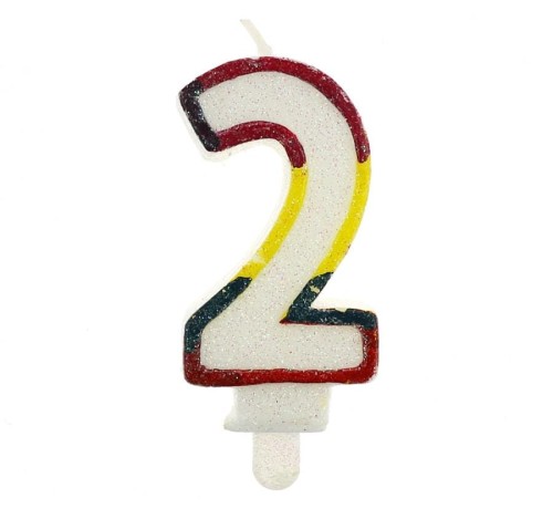 Świeczka cyferka z brokatem "2"