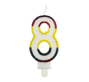 Świeczka cyferka z brokatem "8"