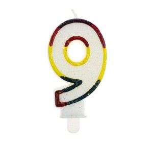 Świeczka cyferka z brokatem "9"
