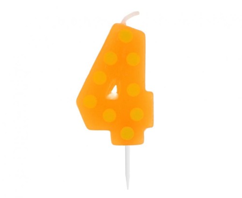 Świeczka cyferka piker Grochy - 4, 6 cm