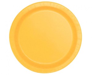 Talerzyki papierowe, żółte, 23 cm, 8 szt. (plastic-free)
