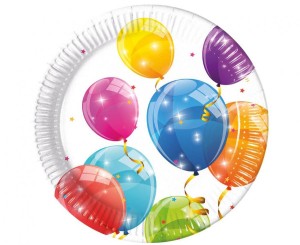 Talerzyki papierowe Sparkling Balloons, next generation, 23 cm, 8 szt. (plastic-free)